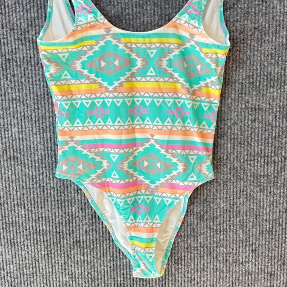 Chubbies Aqua and Pink Tribal One Piece Swimsuit